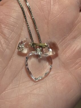 Sterling Silver 925 Crystal Heart Pendant Necklace - Clear Heart Charm